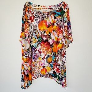 SPENSE Woman Top Plus Size 2X Split Sleeve Floral